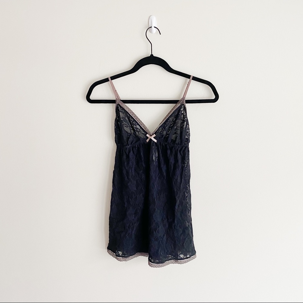 GILLIGAN O'MALLEY Black Lace Babydoll/Paja…